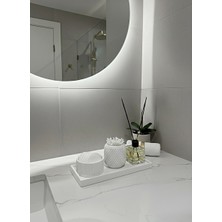 Yasmella Home Minimal Beyaz Banyo Seti + Pamukluk + Kulak Çubuğu Kabı + Soft Romantica Difüzör + Dekoratif Tepsi