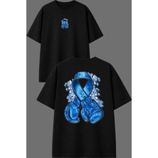 Vsrn Yas Boks Tasarım Ön Arka Baskılı Siyah Oversize T Shirt