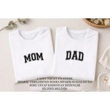Shain Mom Dad Baskılı Cinsiyet Partisi Anne Baba Beyaz Tişört