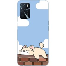 Le Balvo Oppo A16 Uyumlu Duvar Üstünde Kedi Baskılı Silikon Kılıf