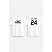 Shain Hollander 24 Heated Rivalry Dizi Baskılı Bisiklet Yaka Beyaz Tişört T-Shirt