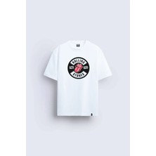 Shain Rolling Stones Baskılı Bisiklet Yaka Beyaz Tişört T-Shirt