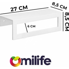 Omilife Beyaz Metal Raflı Havlu Askısı Telefon Koyma Duvar Havluluk Banyo Organizer 27 cm
