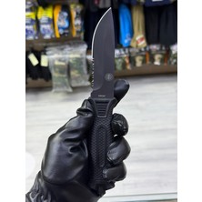 MEKOTEX Swat Cam Kırıcılı Siyah Taktik Kamp Bıçağı - Testereli Av ve Doğa Bıçağı