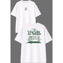 Vsrn Tennis Tasarım Ön Arka Baskılı Beyaz Oversize T Shirt