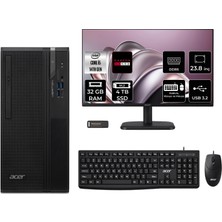 Acer Veriton S2720G Core I5 14400 RX550 4gb 32GB 4tb SSD 23.8" Fhd Freedos DTR1PEM002P548 Masaüstü Bilgisayar & Per4 USB