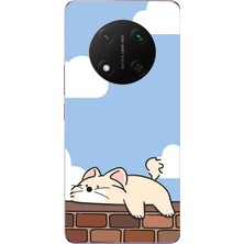 Le Balvo Honor Magic 7 Lite Uyumlu Duvar Üstünde Kedi Baskılı Silikon Kılıf