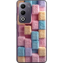Le Balvo Oppo A5 4g Uyumlu Pembe Tüylü Kareler Baskılı Silikon Kılıf