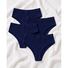 Skin Verse Pamuklu Yüksek Bel Tanga Külot 4'lü Set