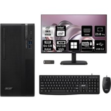 Acer Veriton S2720G Core I5 14400 64GB 512GB SSD 23.8" Fhd WIN11 Pro DTR1PEM002P533 Masaüstü Bilgisayar & Per4 USB