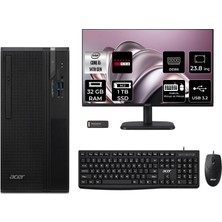 Acer Veriton S2720G Core I5 14400 RX550 4gb 32GB 1tb SSD 23.8" Fhd Freedos DTR1PEM002P546 Masaüstü Bilgisayar & Per4 USB