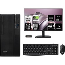 Acer Veriton S2720G Core I5 14400 GT1030 4gb 32GB 512GB SSD 23.8" Fhd Freedos DTR1PEM002P605 Masaüstü Bilgisayar & Per4 USB