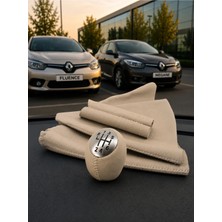Renault Megane 3 Vites Topuzu El Freni ve Vites Körüğü-El Freni Kolu Derisi (Bej 6 Ileri)