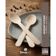 Sevapet 16 cm Ahşap Kaşık / 100 Adet Tek Kullanımlık Tahta Kaşık