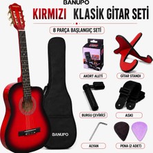 Banupo MG1RB Red Black Klasik Gitar Başlangıç Seti (Gitar + Kılıf + Akort Aleti + Gitar Standı + Askı)
