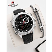 Naviforce Deri Kordon Dijital & Analoğ Mekanizma Bileklik Hediyeli 3 Atm Erkek Kol Saati NF9264.5