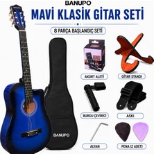 Banupo MG1BL Blue Klasik Gitar Başlangıç Seti (Gitar + Kılıf + Akort Aleti + Gitar Standı + Askı)