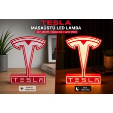 YSN Sounds Tesla Masa Lambası , Tesla Logolu LED Işıklı Masa Lambası , Tesla Gündüz Gece Masa Lambası