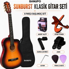Banupo MG1SB Sunburst Klasik Gitar Başlangıç Seti (Gitar + Kılıf + Akort Aleti + Gitar Standı + Askı)