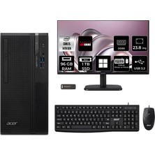 Acer Veriton S2720G Core I5 14400 RX550 4gb 96GB 1tb SSD 23.8" Fhd WIN11 Pro DTR1PEM002P598 Masaüstü Bilgisayar & Per4 USB