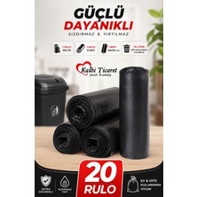 Kalbi Ticaret Kalın Çöp Torbası 300 gr x 20 Rulo Siyah Çöp Poşeti 80X110 cm Jumbo Endüstriyel Çöp Torbası