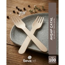 Sevapet 16 cm Ahşap Çatal / 100 Adet Tek Kullanımlık Tahta Çatal