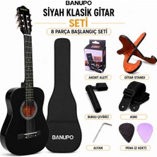 Banupo MG1BK Black Klasik Gitar Başlangıç Seti (Gitar + Kılıf + Akort Aleti + Gitar Standı + Askı)