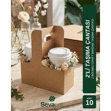 Sevapet 2'li Craft Bardak Taşıma Çantası / 10 Adet Paket Servis Kutusu