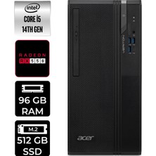 Acer Veriton S2720G Core I5 14400 RX550 4gb 96GB 512GB SSD Freedos DTR1PEM002P377 Masaüstü Bilgisayar & Per4 USB