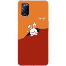 Le Balvo Oppo A52 Uyumlu Mutlu Tavşan Baskılı Silikon Kılıf