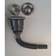 Leva House Körüklü Sifon Lüx Çöp Mak ( Vidalı - Sepetli - Kapaklı ) - Süzgü Ø 110 mm - Ø 32 Lik Çıkışlı - Gri