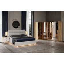 Doressa Bend Walnut 7 Kapılı Reflekte Camlı Köşe Yatak Odası Takımo