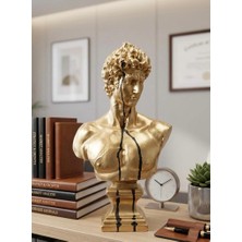 Mirsa Global Modern Dekoratif Biblo – Gold Siyah Detay David/ Davut Heykeli, Salon Konsol & Sehpa Üstü Şık Ev Dekorasyonu, Lüks Ofis Aksesuarı