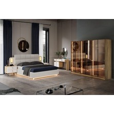 Doressa Bend Walnut 6 Kapılı Reflekte Camlı Yatak Odası Takımı