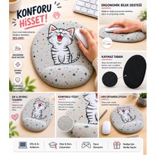 İyi Fikirler Minik Sevimli Kedi Bilek Destekli Mouse Pad Ergonomik Kaymaz Taban Mousepad Fare Altlığı