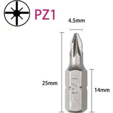 Leva House Pz1 x 25 mm Bits Yıldız Uç - Matkap Vida Sıkma Ucu