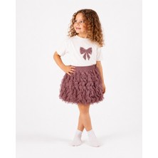 Nehirim Kids Kız Çocuk Kısa Kol Fiyonklu Tütü Prenses Etek Bayram Doğum ,düğün , Özel Gün Bayram Abiyesi ( 2-3-4-5 Yaş Elbise )