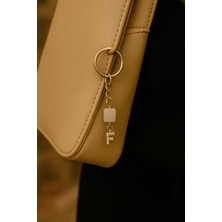 Han Ticarethane Altın Renk Taşlı F Harfli Kristal Kuvars Anahtarlık Charm