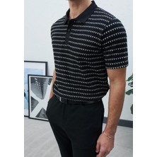 Moda V Stripe Polo Yaka Triko