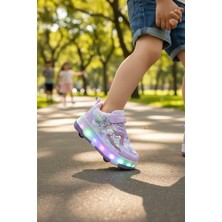 Enoch Çocuk Patenli Işıklı Tekerlekli Spor Ayakkabı & Rahat Cırt Cırtlı Kaykay Ayakkabı 4 Tekerli Sneaker