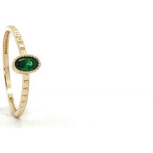 Sanal Kuyumculuk 14 Ayar Altın  Bezel Oval Eklem Yüzük