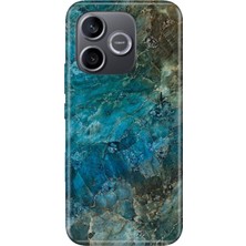Nurdic Honor 600 Lite (Lna-Nx1) Kılıf 0.4mm Lazer Kesim Silikon Kapak Mavi Mermer