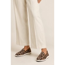Sovenso Sunny Hakiki Deri Desert Leopar Süet Termo Taban Kahve Loafer