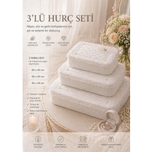 Higliving Zerafet Serisi Broşlu Fransız Güpür Gelin Damat 3’lü Hurç Seti