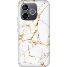 Nurdic Honor 600 Lite (Lna-Nx1) Uyumlu Kılıf Silikon Desenli Tam Koruma Resimli Sarı Beyaz Mermer