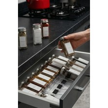 Khakma 12'li Cam Baharatlık Seti 120 ml Modern Mutfak Aksesuarı ve Baharat Düzenleyici