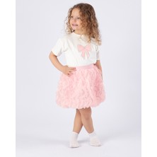Nehirim Kids Kız Çocuk Kısa Kol Fiyonklu Tütü Prenses Etek Bayram Doğum ,düğün , Özel Gün Bayram Abiyesi ( 2-3-4-5 Yaş Elbise )