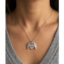 Moonpiece Collection Kişiye Özel Baskılı Tasarım Kanatlı Kolye Hediye Arkadaş Sevgili