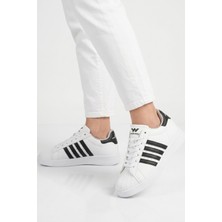 Walkway Beyaz Siyah Bağcıklı Unisex Spor Ayakkabı