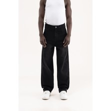 Machinist Erkek Basic Baloon Fit Baggy Jean Pantolon Efektli Siyah